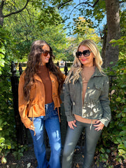 The Tabby Suede - Tie Waist Bomber Jacket