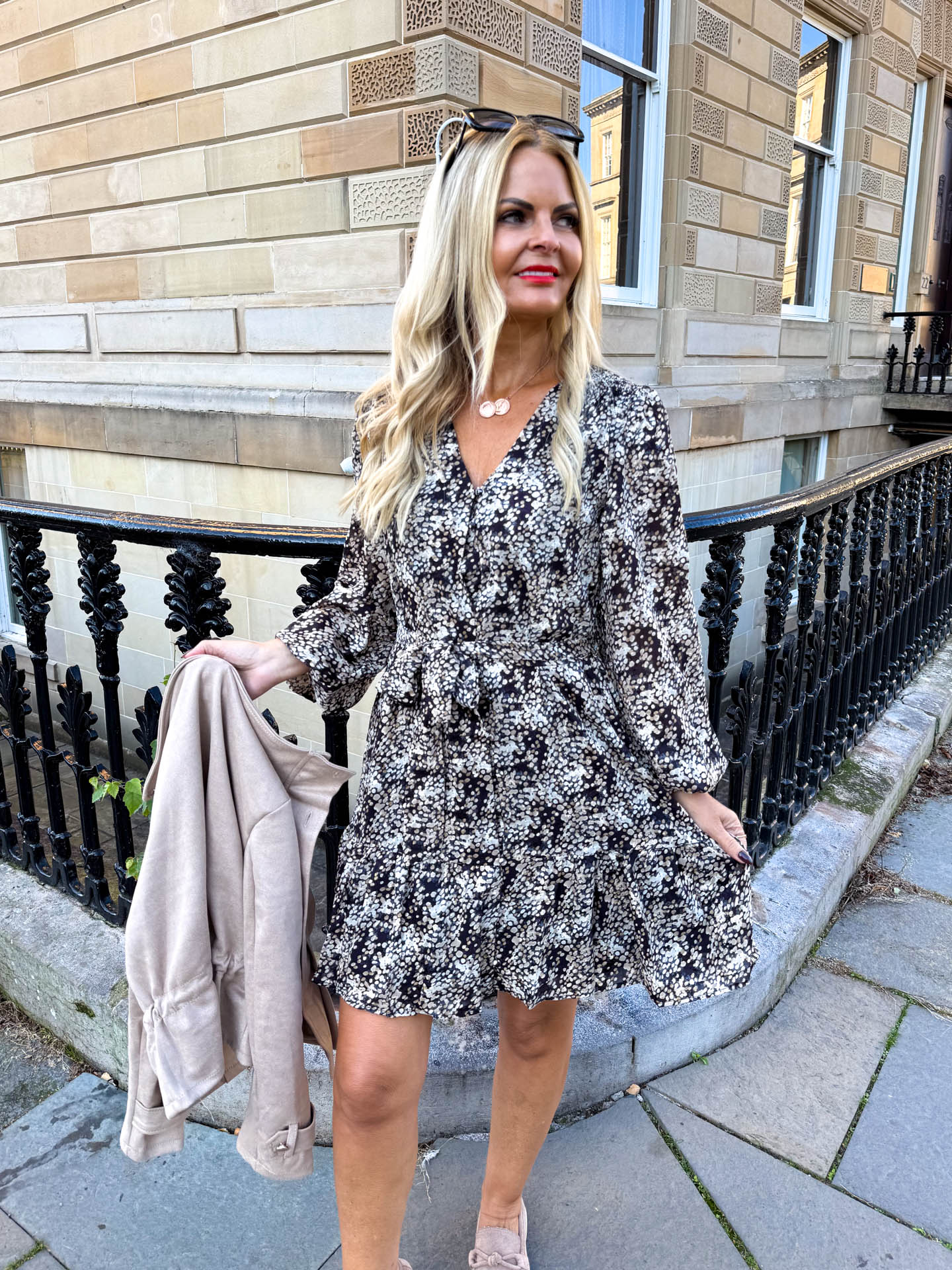 The Lisa - Black & Cream Speckle Print Dress