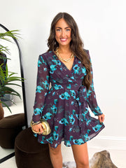 The Amelia - Blue and Purple Floral Mini Dress