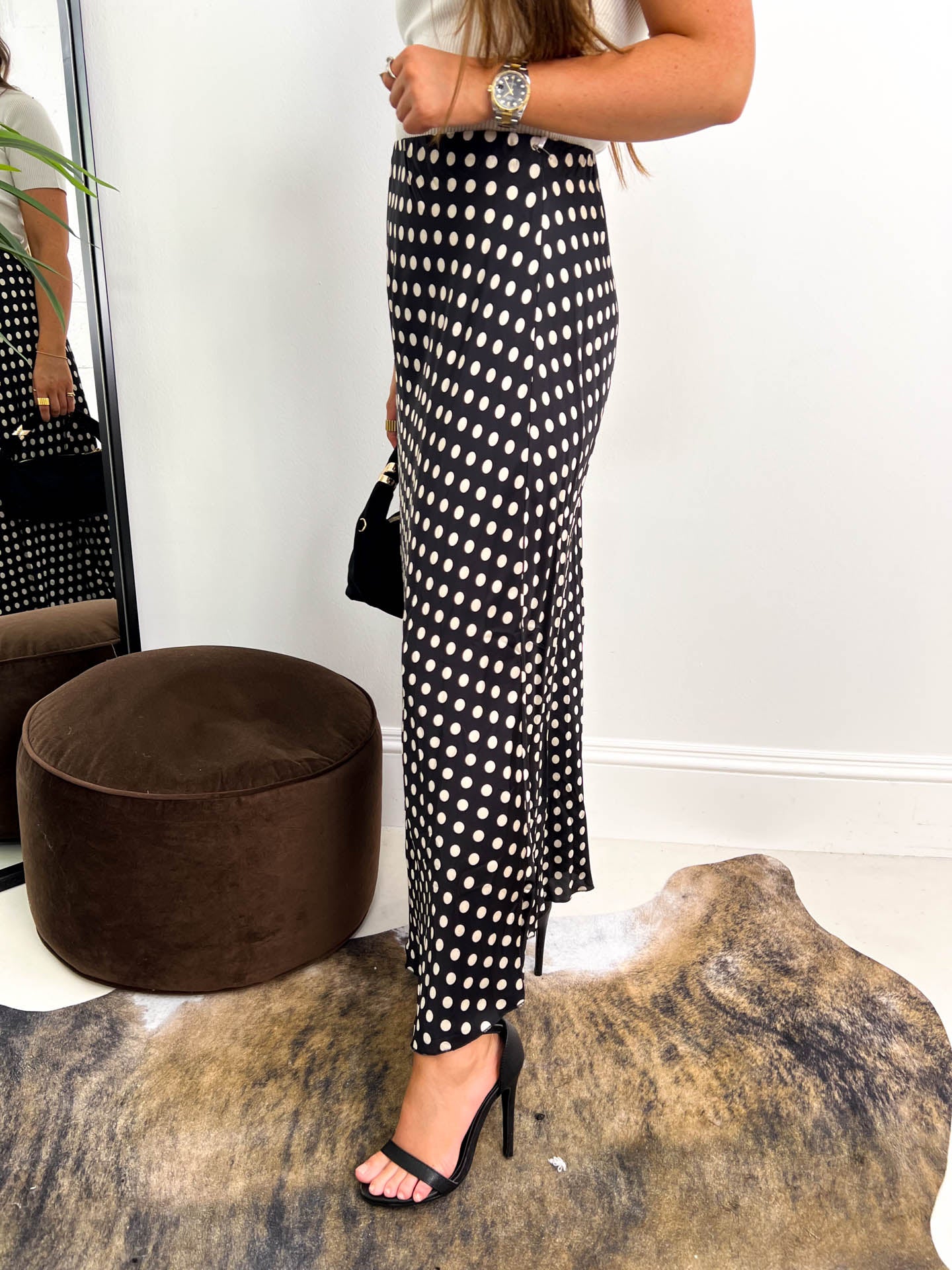 The Cassandra - Polka Dot Satin Skirt