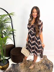 The Willow - Zig Zag Print V-Neck Dress