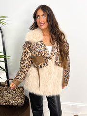 The Emma - Sequin Leopard Print Faux Fur Coat