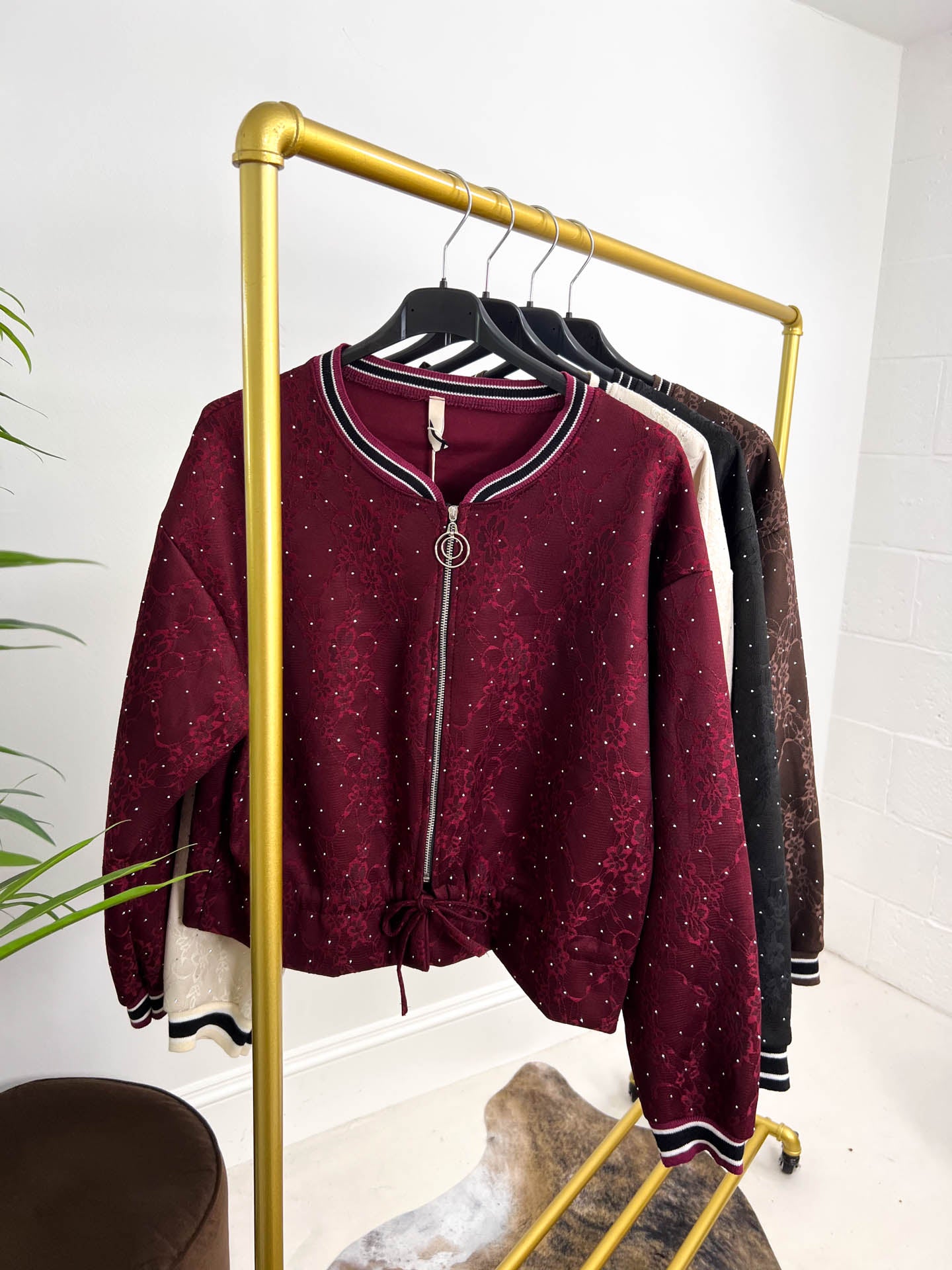 The Victoria - Diamante and Floral Bomber Jacket