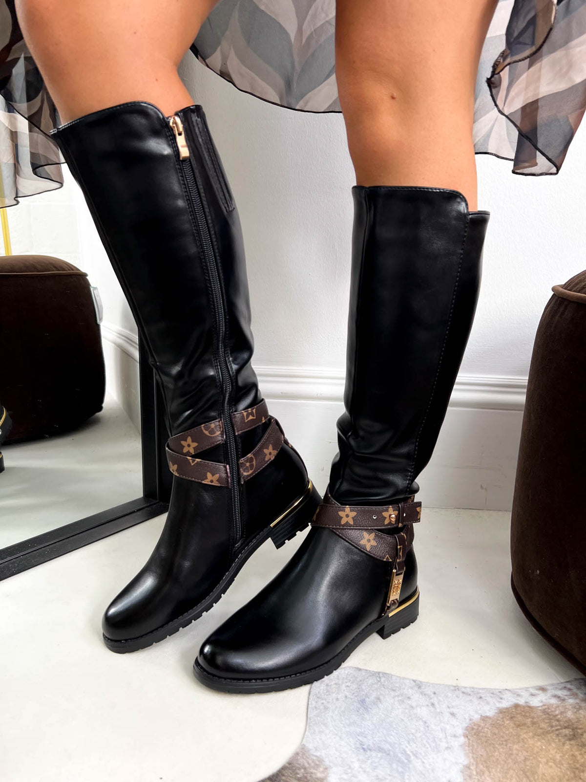 The Jackie - Buckle Detail Knee High Boots
