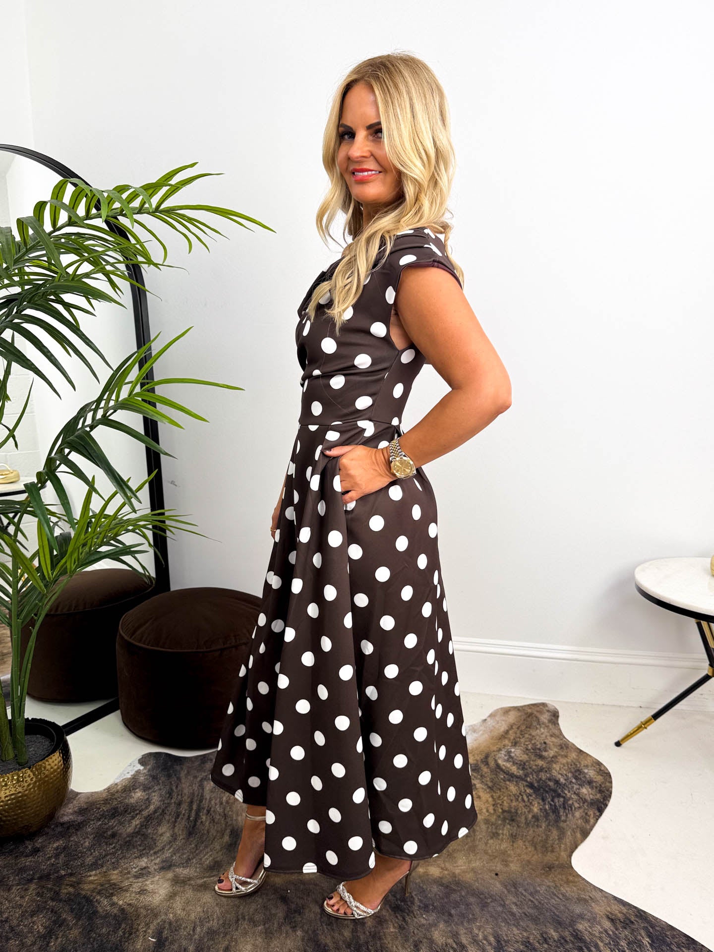 The Eva - Chocolate Polka Dot Maxi Dress