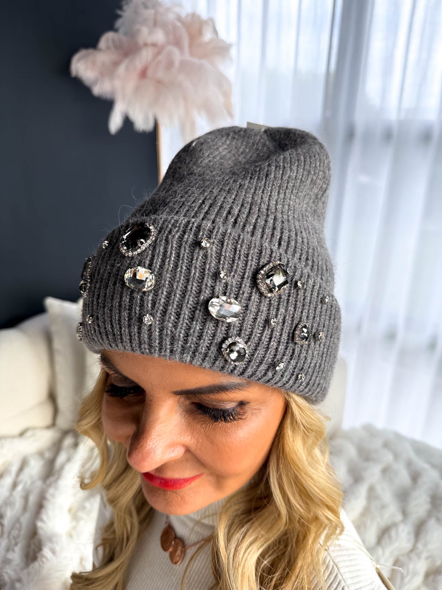 The Heather - Diamanté Beanie Hat