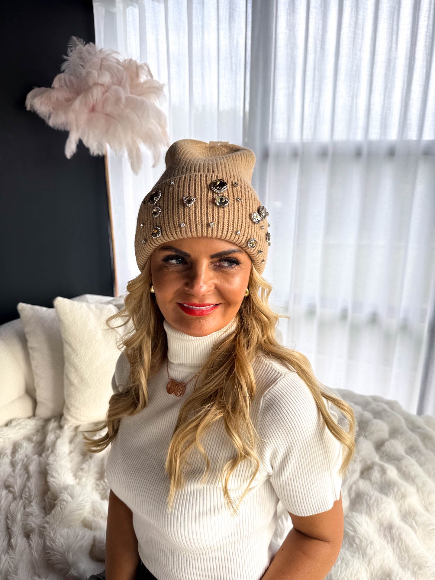 The Heather - Diamanté Beanie Hat