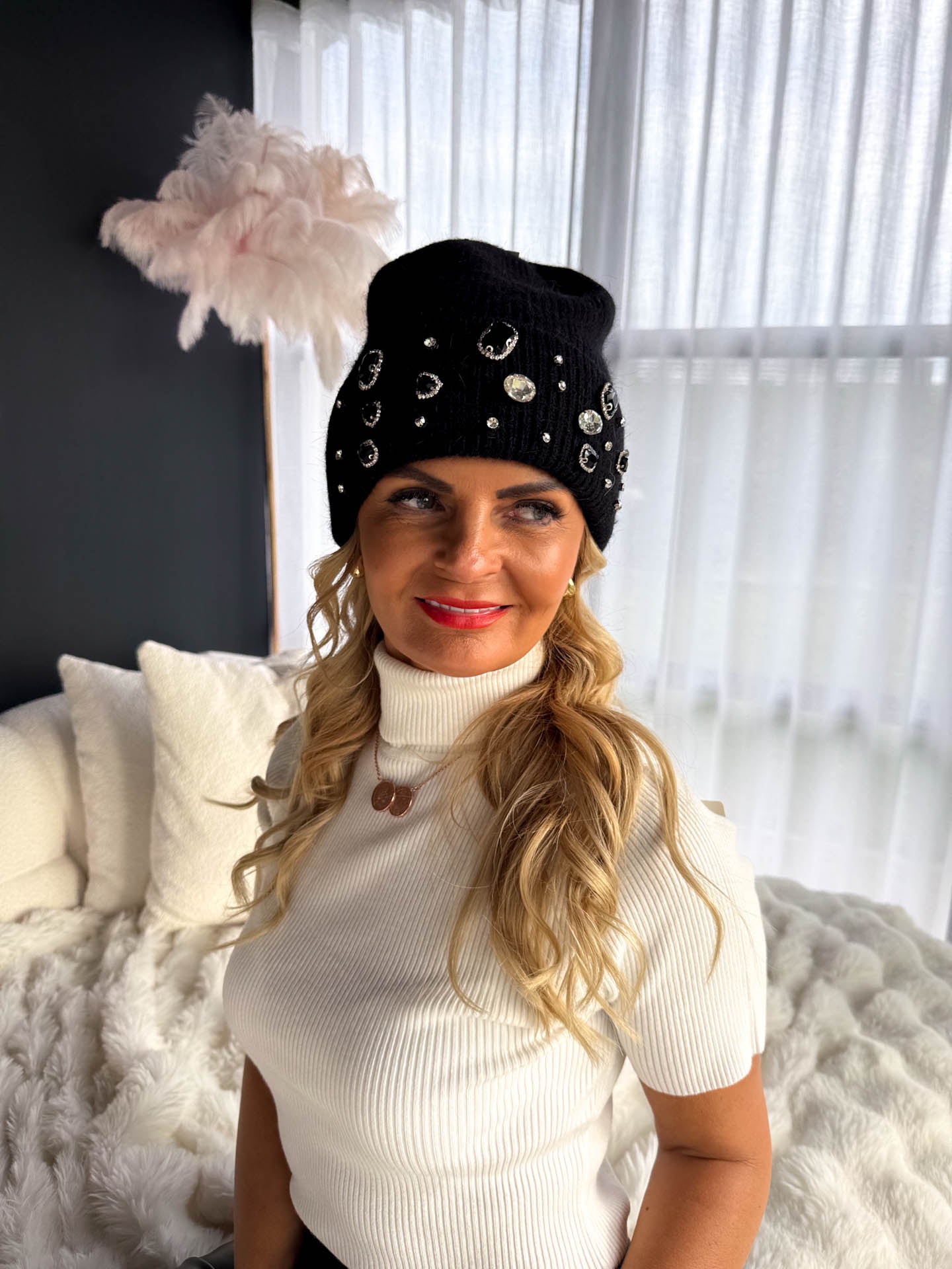 The Heather - Diamanté Beanie Hat