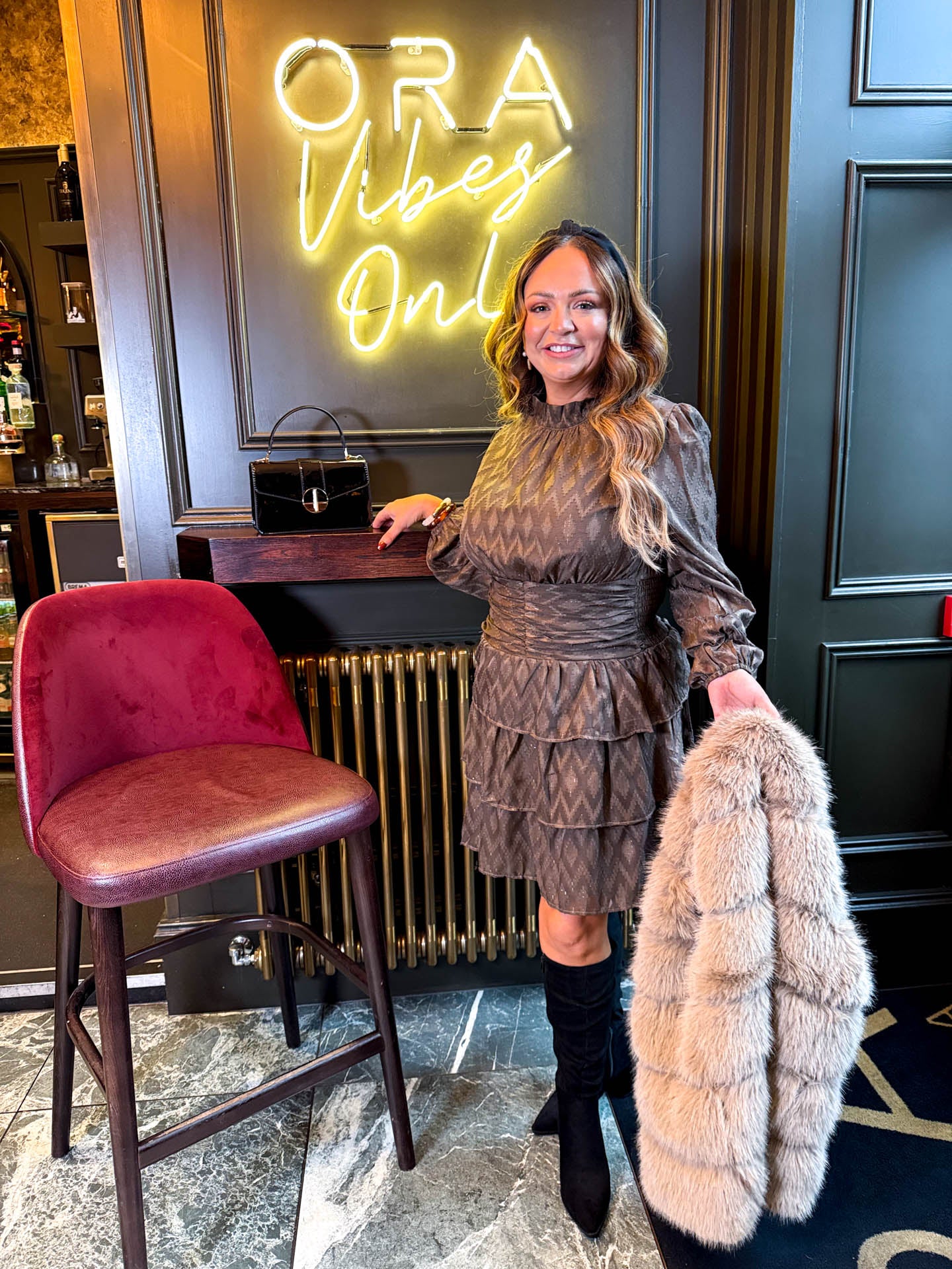 The Lila - Bronze Zig Zag Mini Dress