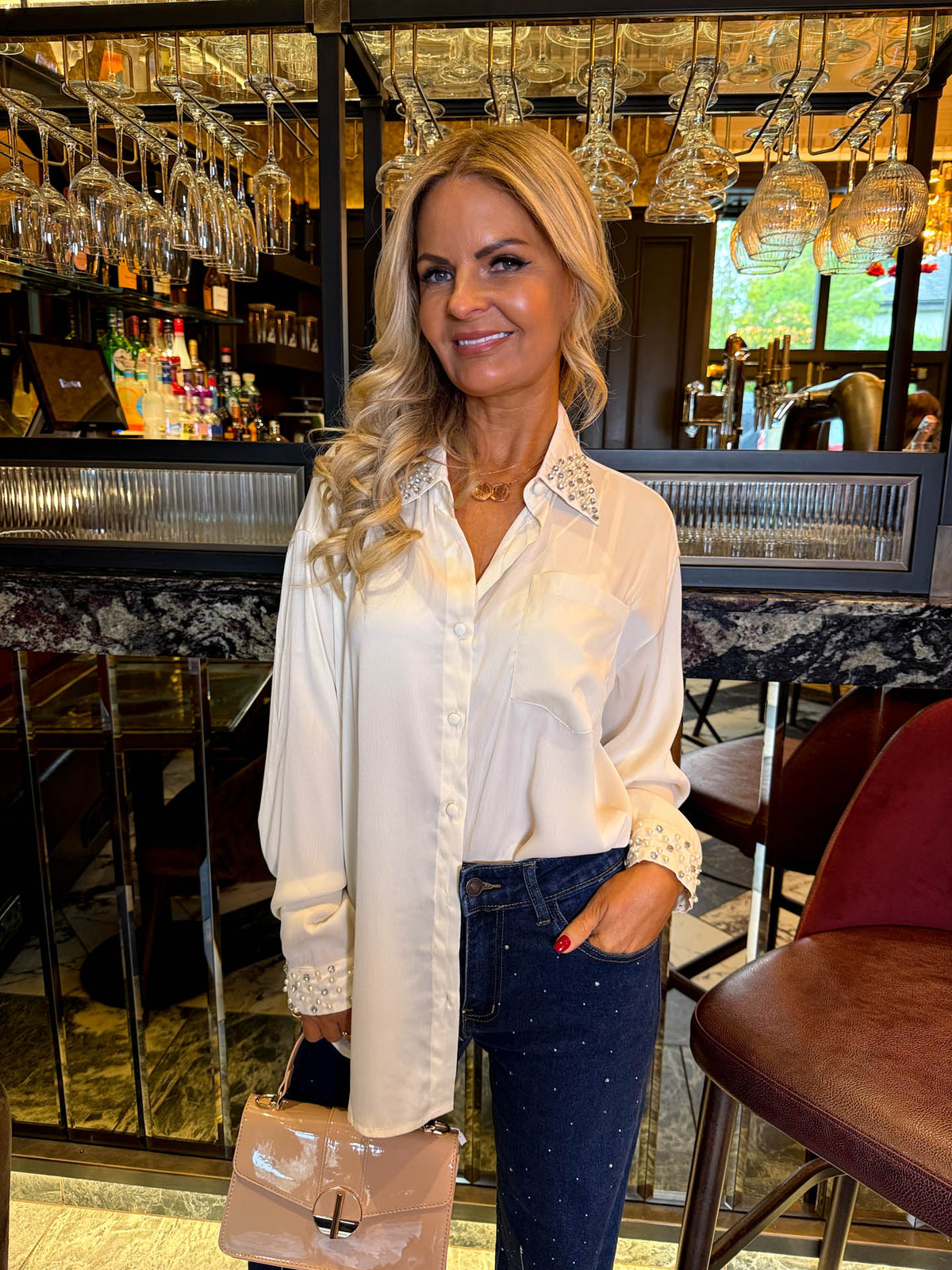 The Ottilie - Embellished Satin Shirt