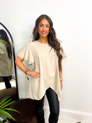 The Christina - Diamante Detail Short Sleeve Split Blouse