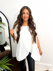 The Christina - Diamante Detail Short Sleeve Split Blouse