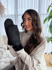The Una - Suede Faux Fur Trim Gloves