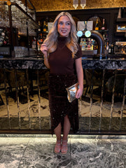 The Ariana - Sequin Split Midi Skirt