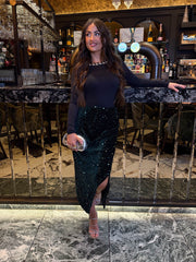 The Ariana - Sequin Split Midi Skirt