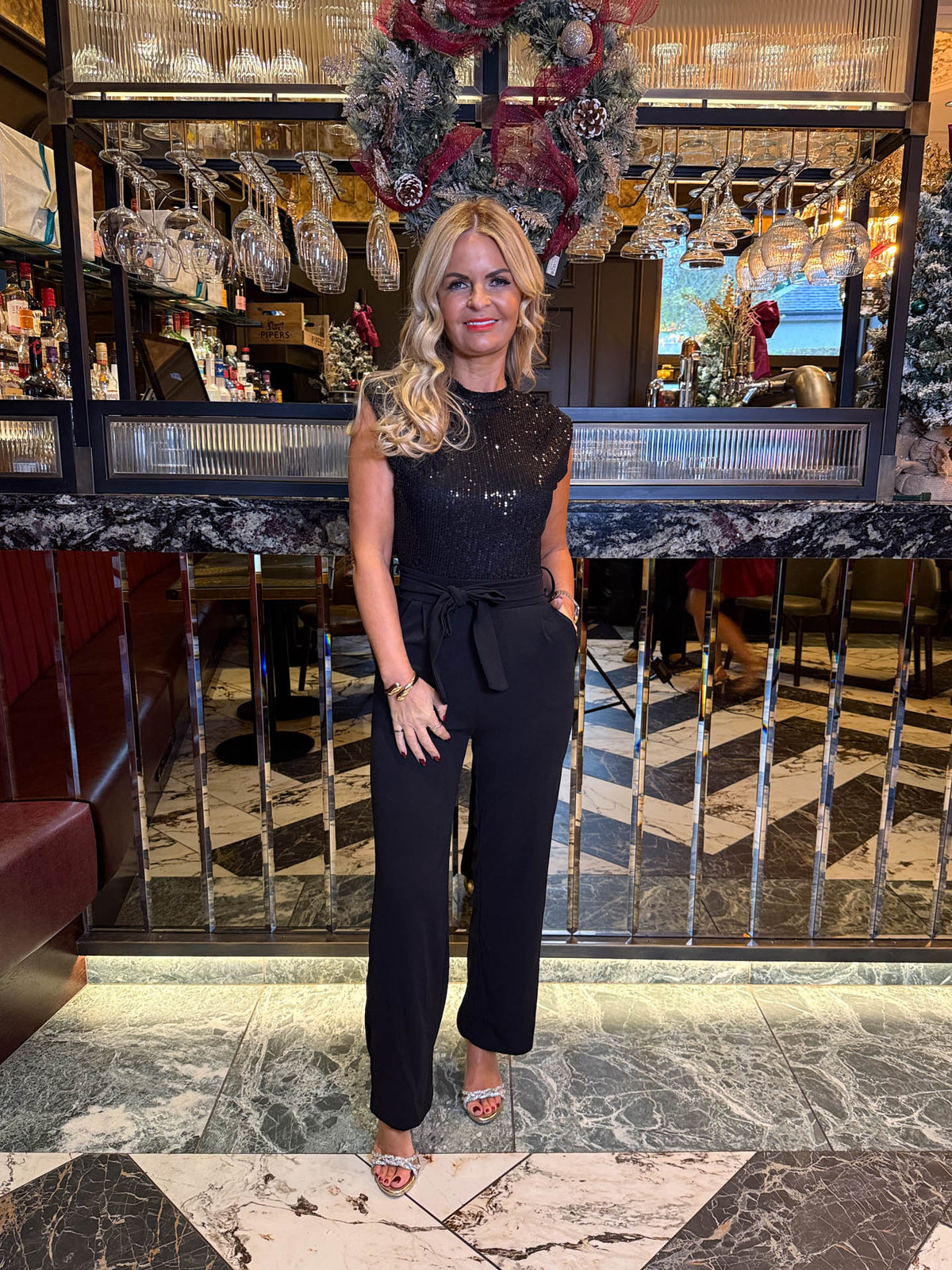 The Maddy - Black Sequin Top Jumpsuit