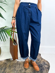 The Lisa - Balloon Faux Denim Trousers