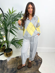 The Tayler - Argyle Print Half Zip Knit