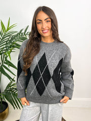 The Lara - Argyle Print Oversized Knit
