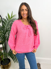 The Talia - V-Neck Oversized Bow Knit