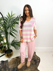 The Terry - Heart Detail Striped Knit