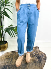 The Lisa - Balloon Faux Denim Trousers