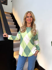 The Janet - Argyle Print Batwing Knit