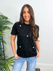 The Tara - Floral Embellished T-Shirt