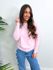 The Sharon - Fine Knit Jumper with Gold Button Detailing