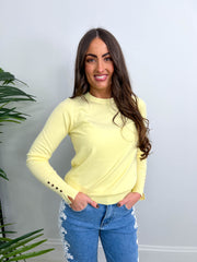 The Sharon - Fine Knit Jumper with Gold Button Detailing