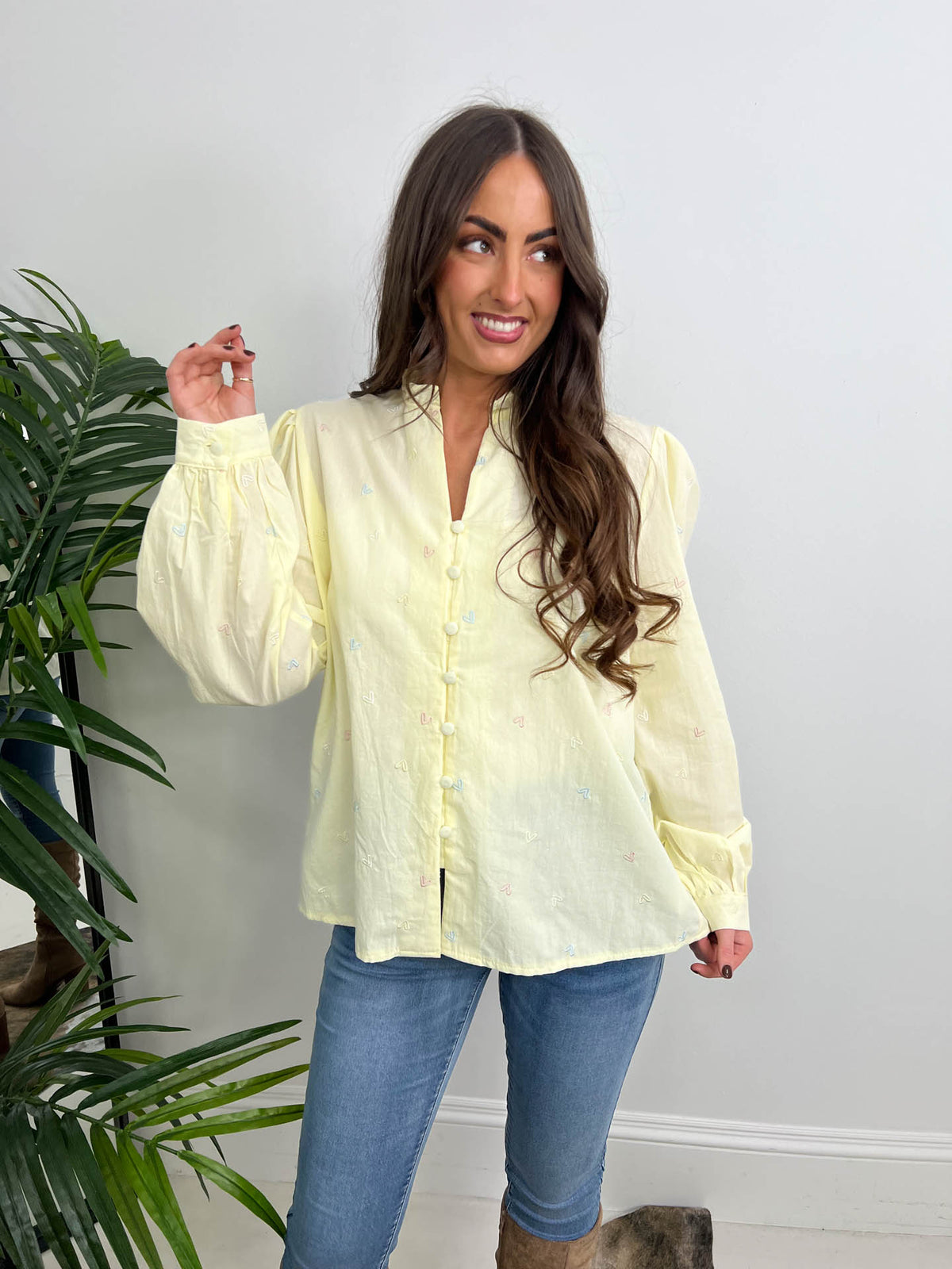 The Betsy - Colourful Heart Embroidered Cheesecloth Blouse