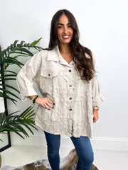 The Tiegan - Denim Floral Embroidered Shirt