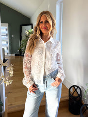 The Brianna - Broderie Anglaise Long Sleeve Shirt