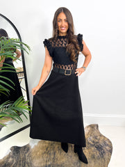 The Mollie - Faux Suede Belted Midi Skirt