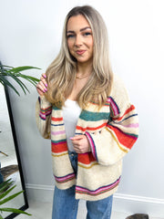 The Halle - Striped Balloon Sleeve Cardigan