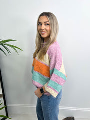 The Katya - Striped 3/4 Length Sleeve Knit