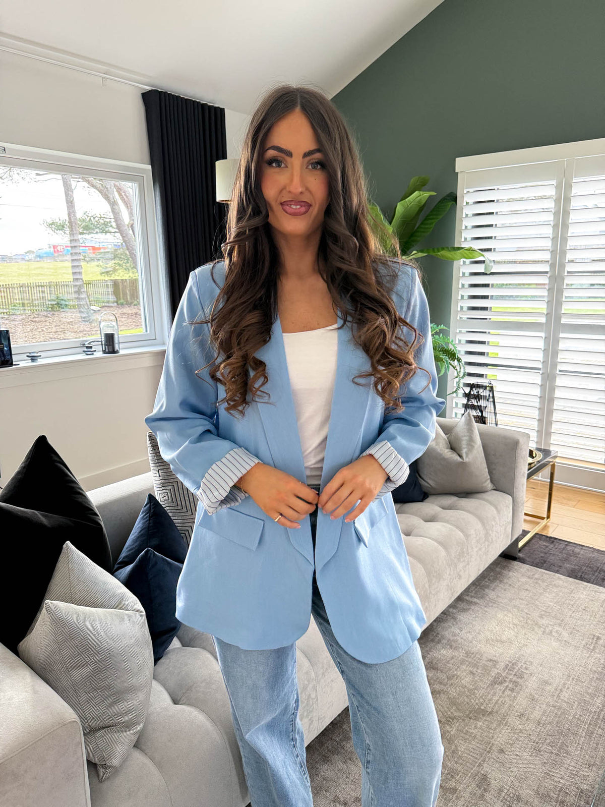 The Katie - Blazer with Pinstripe Cuffs