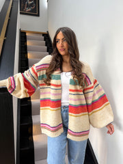 The Halle - Striped Balloon Sleeve Cardigan