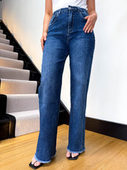 The Jenna - Wide Leg Raw Hem Jeans