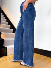 The Jenna - Wide Leg Raw Hem Jeans