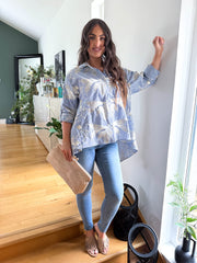 The Sam - Striped Gold Embroidered Floral Shirt