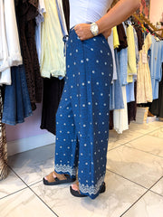 The Rachel - Pattered Denim Wide Leg Trouser