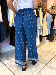 The Rachel - Pattered Denim Wide Leg Trouser
