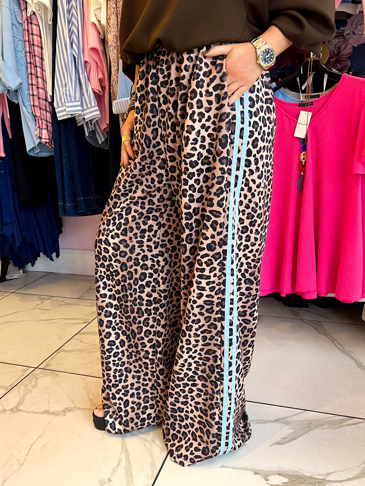 The Lucy - Light Striped Leopard Print Jogger