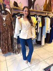 The Lori - Gold Button Blazer