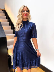 The Sonia - Navy Polka Dot Mini Dress