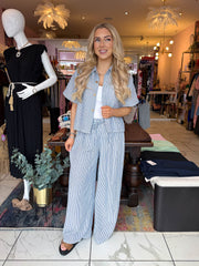 The Sloane - Striped Shirt Linen Set