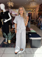 The Sloane - Striped Shirt Linen Set