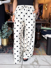 The Sarah - Polka Dot Linen Trousers