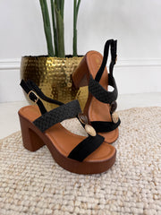 The Francesca - Beaded Rattan Wedge Heel
